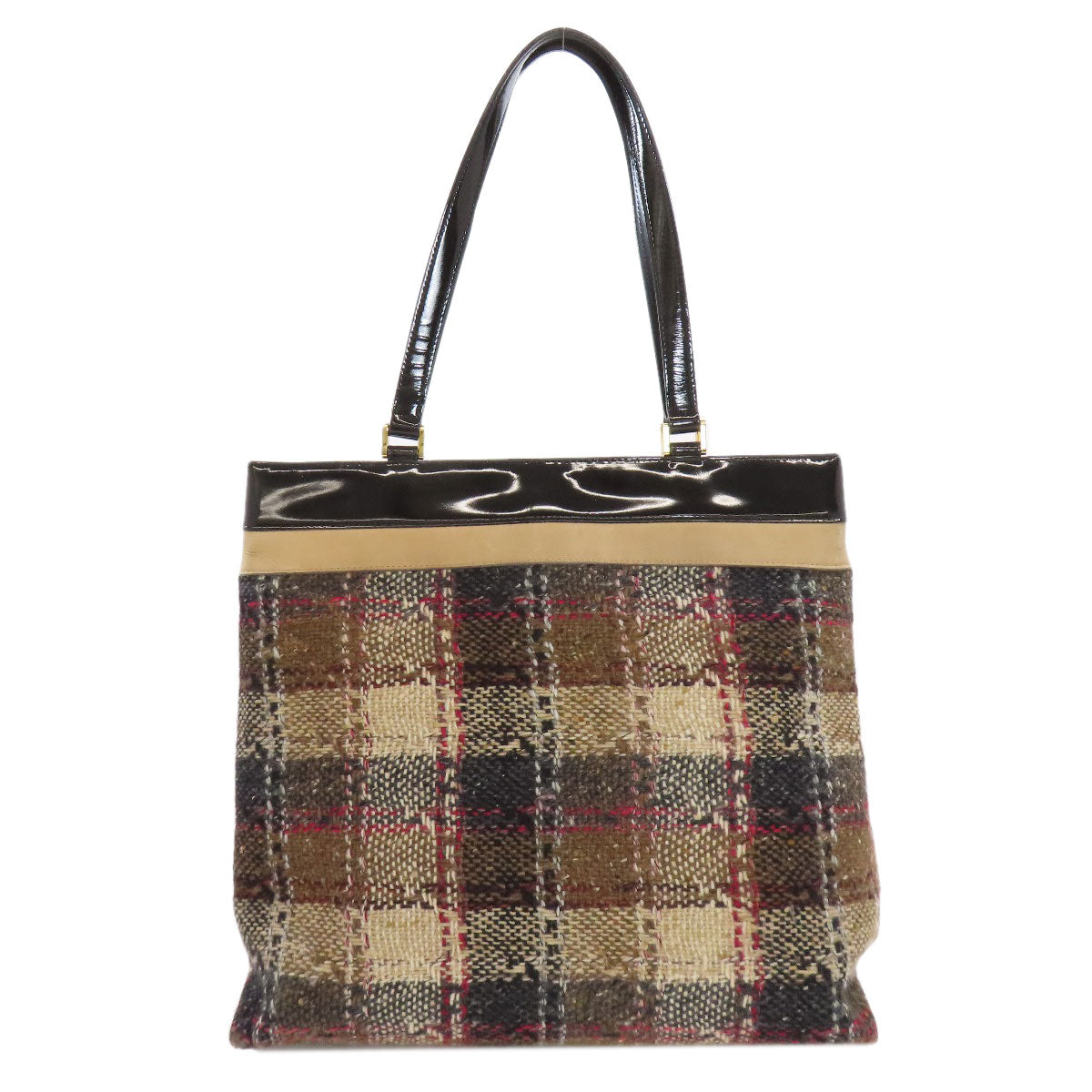 BURBERRY   Tote Bag Tartan Check Canvas LeatherLadies