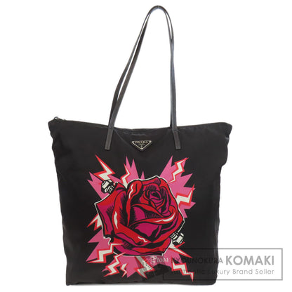 PRADA  1BY300 Tote Bag Logo Hardware Rose motif Nylon Ladies