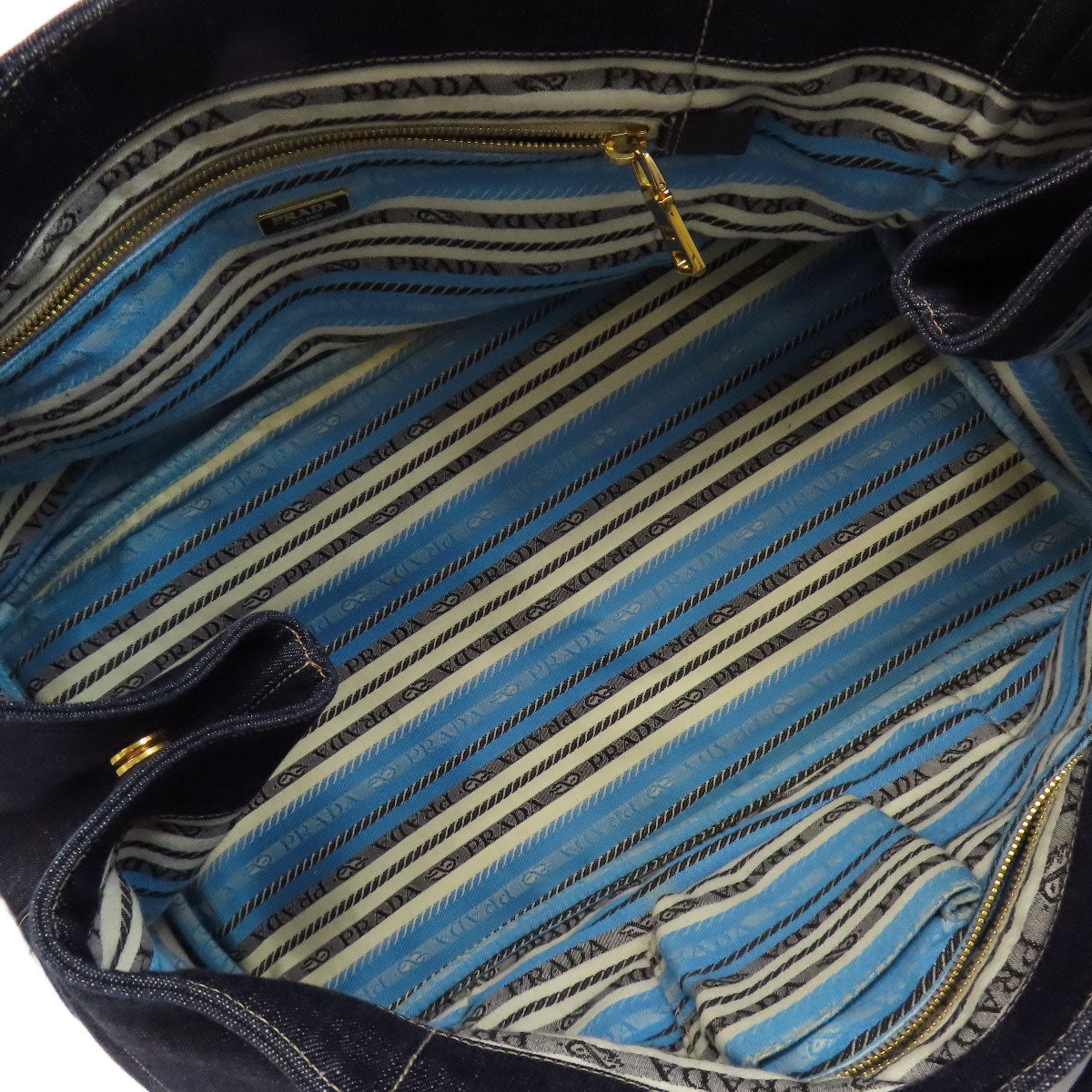 PRADA  BN1872 Handbag Canapa Denim Ladies