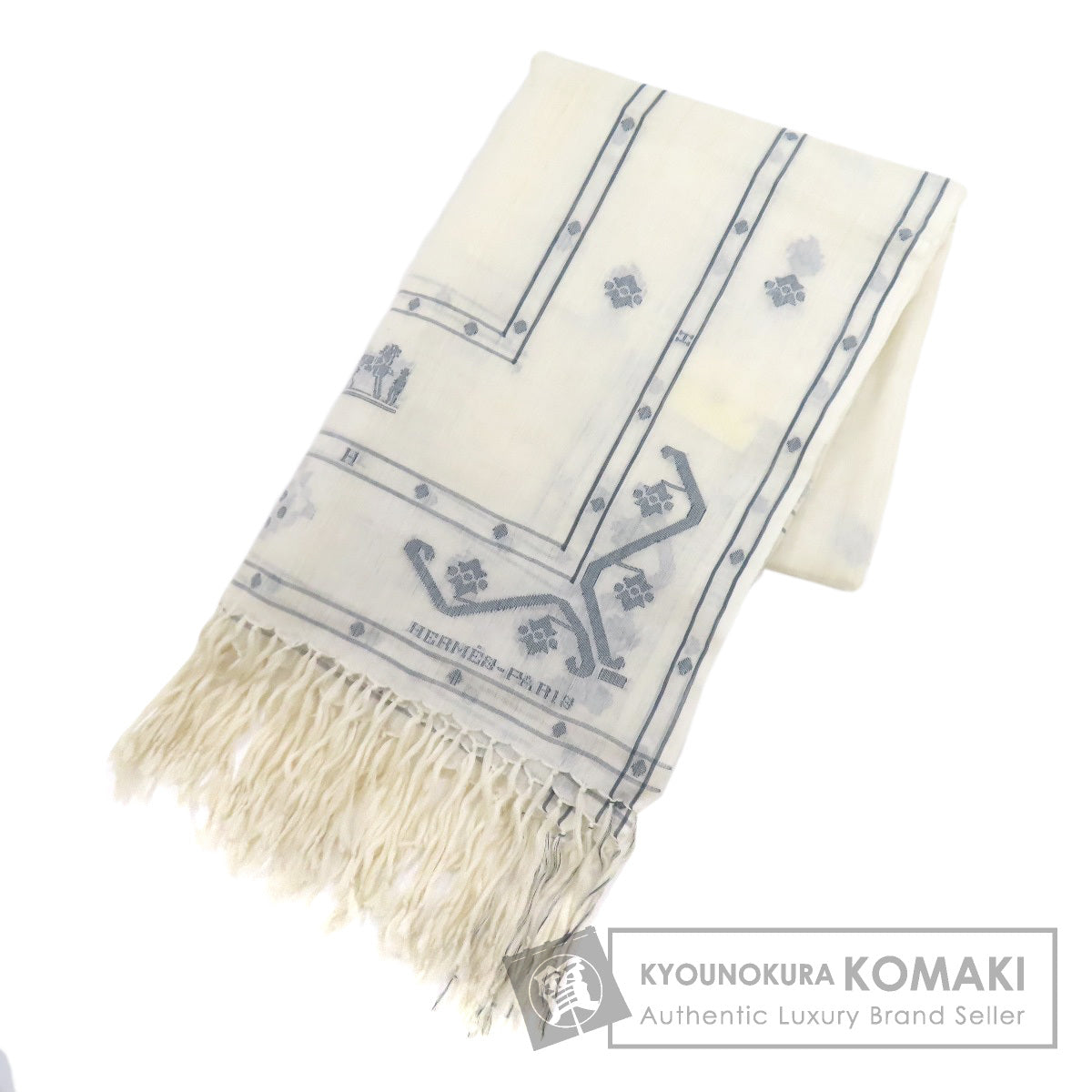 HERMES Carriage pattern Stall Silk CottonLadies [Used]