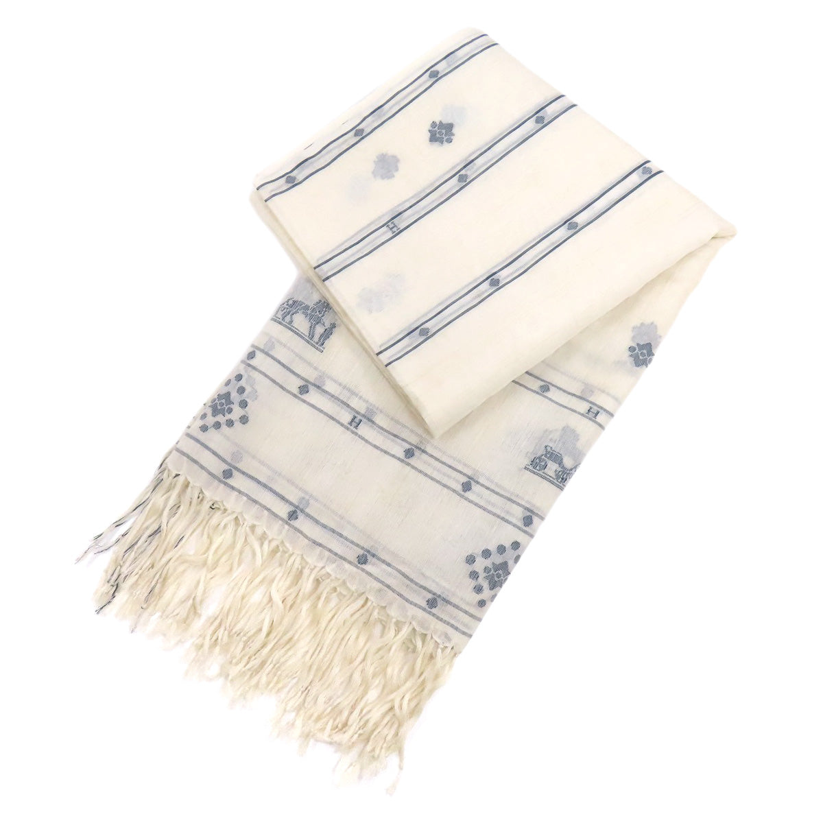 HERMES Carriage pattern Stall Silk CottonLadies [Used]