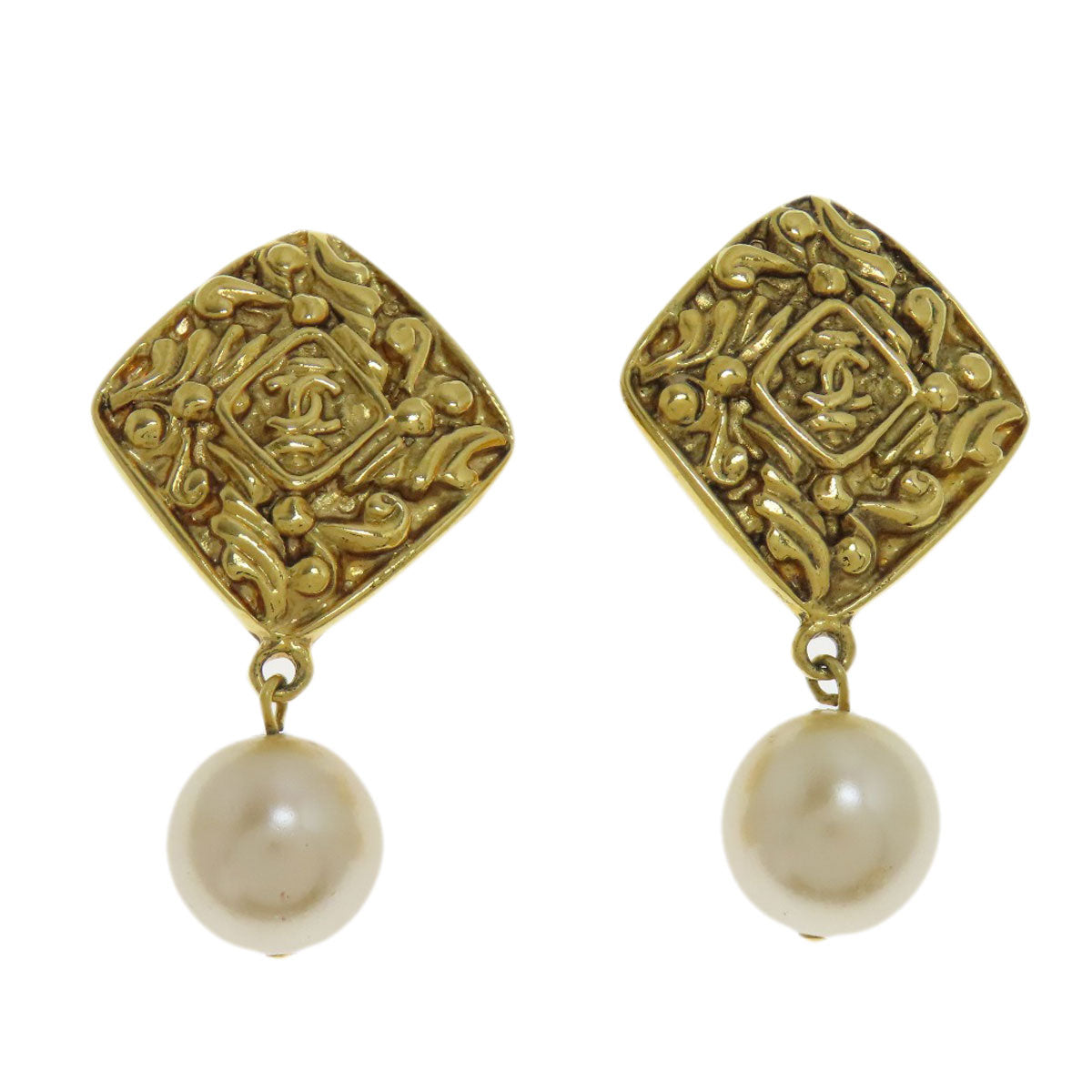 CHANEL   Earring COCO Mark Pearl Metal Ladies