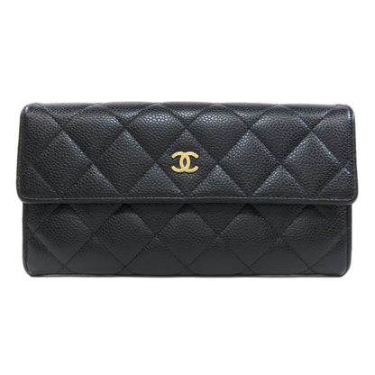 CHANEL   Long wallet (with coin pocket) Matelasse COCO Mark GoldHardware Caviar skin Ladies