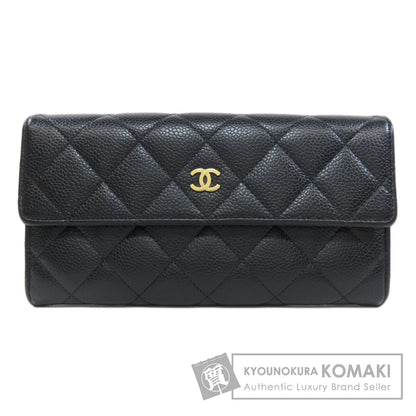 CHANEL   Long wallet (with coin pocket) Matelasse COCO Mark GoldHardware Caviar skin Ladies