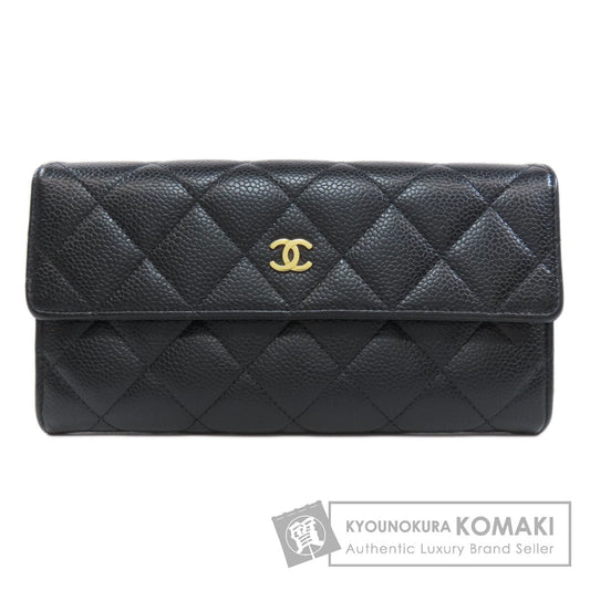 CHANEL   Long wallet (with coin pocket) Matelasse COCO Mark GoldHardware Caviar skin Ladies