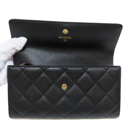 CHANEL   Long wallet (with coin pocket) Matelasse COCO Mark GoldHardware Caviar skin Ladies