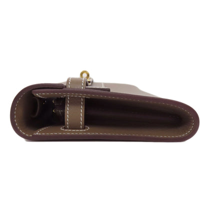 HERMES   Long wallet (with coin pocket) Kelly Long To-Go Etoupe GoldHardware Evercolor Ladies