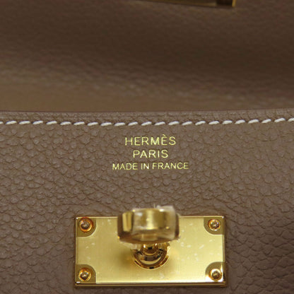 HERMES   Long wallet (with coin pocket) Kelly Long To-Go Etoupe GoldHardware Evercolor Ladies