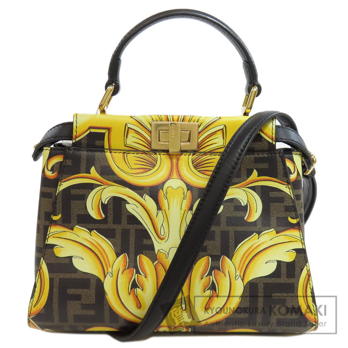 FENDI Fender Che Mini Peekaboo Handbag Calf Ladies [Used]