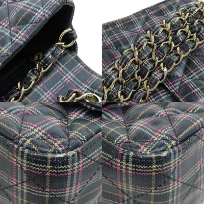 CHANEL ChainShoulder Checkpattern GoldHardware Shoulder Bag Leather Ladies [Used]