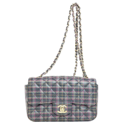 CHANEL ChainShoulder Checkpattern GoldHardware Shoulder Bag Leather Ladies [Used]