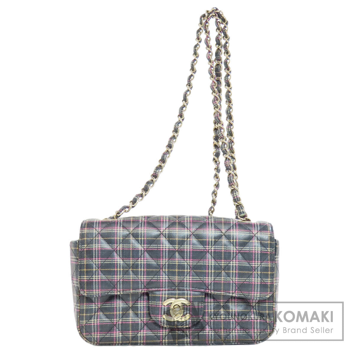 CHANEL ChainShoulder Checkpattern GoldHardware Shoulder Bag Leather Ladies [Used]