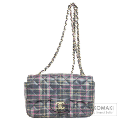 CHANEL ChainShoulder Checkpattern GoldHardware Shoulder Bag Leather Ladies [Used]