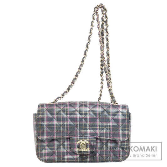 CHANEL ChainShoulder Checkpattern GoldHardware Shoulder Bag Leather Ladies [Used]