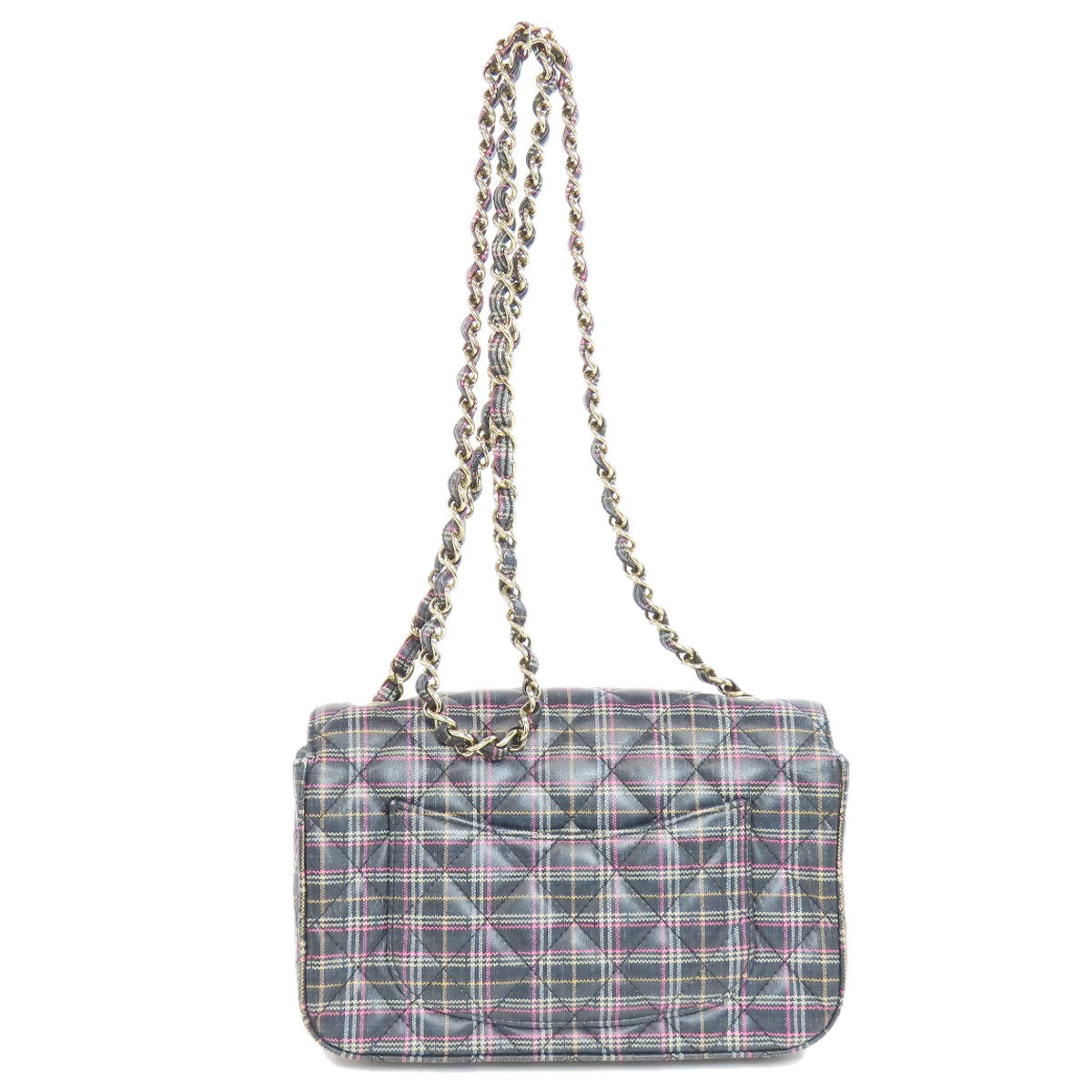 CHANEL ChainShoulder Checkpattern GoldHardware Shoulder Bag Leather Ladies [Used]