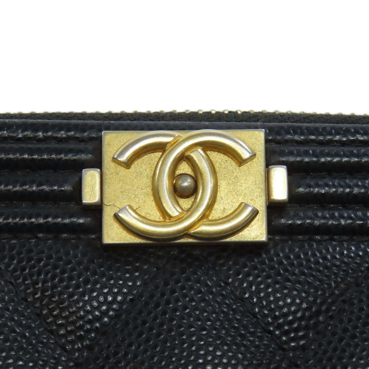 CHANEL   Chain Wallet Boy Chanel GoldHardware Long wallet (with coin pocket)  Grained Calfskin Skin Ladies [Used]