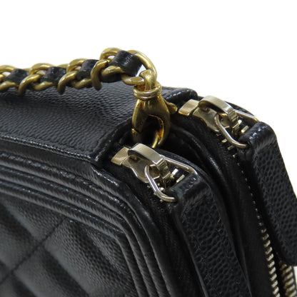 CHANEL   Chain Wallet Boy Chanel GoldHardware Long wallet (with coin pocket)  Grained Calfskin Skin Ladies [Used]