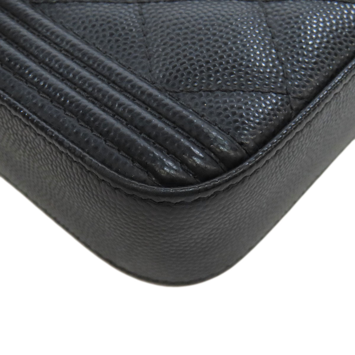 CHANEL   Chain Wallet Boy Chanel GoldHardware Long wallet (with coin pocket)  Grained Calfskin Skin Ladies [Used]