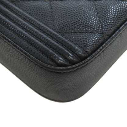 CHANEL   Chain Wallet Boy Chanel GoldHardware Long wallet (with coin pocket)  Grained Calfskin Skin Ladies [Used]