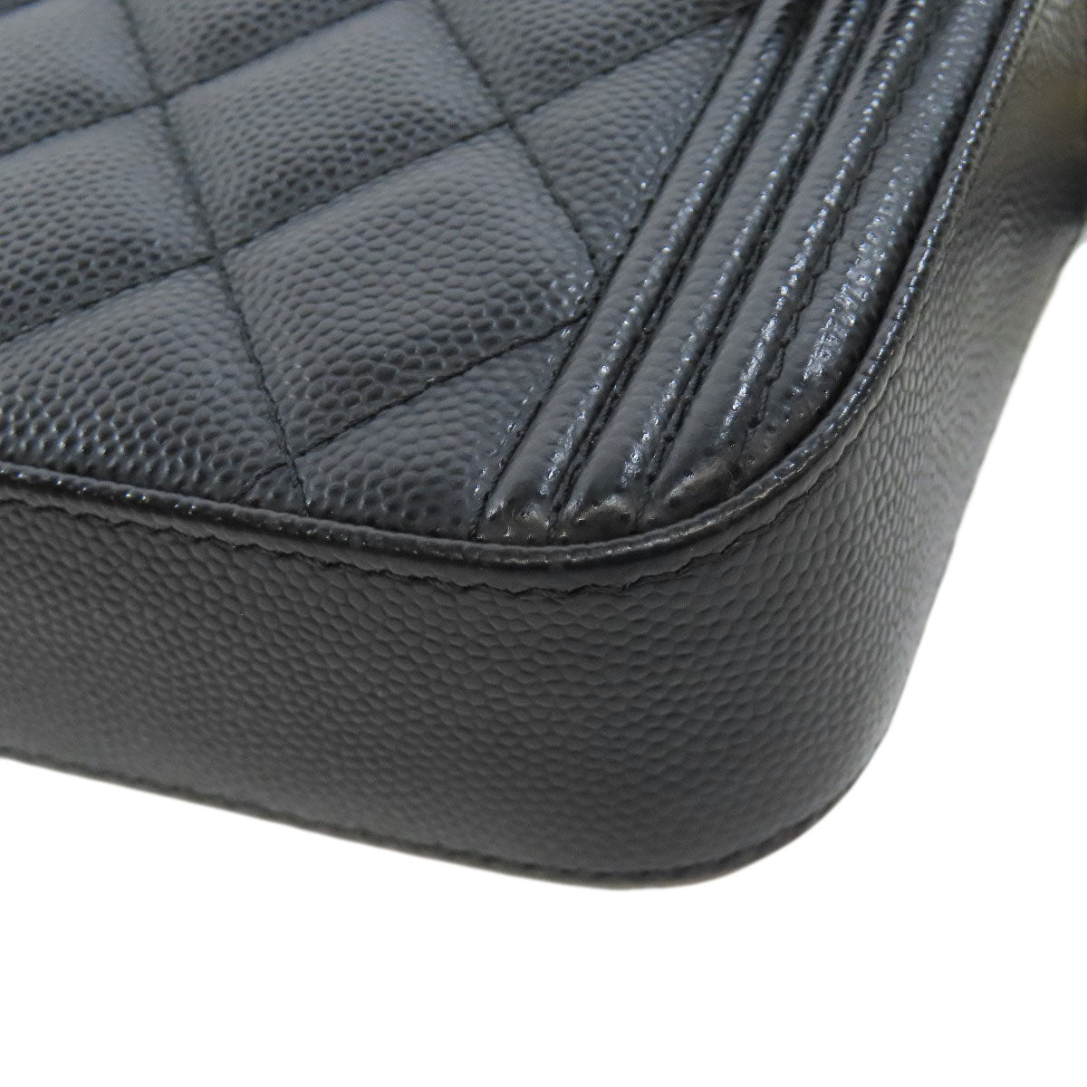 CHANEL   Chain Wallet Boy Chanel GoldHardware Long wallet (with coin pocket)  Grained Calfskin Skin Ladies [Used]