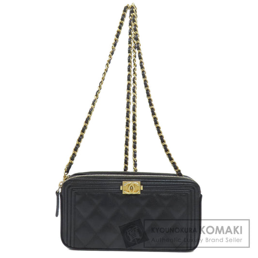 CHANEL   Long wallet (with coin pocket) Chain Wallet Boy Chanel GoldHardware Caviar skin Ladies