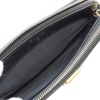 CHANEL   Chain Wallet Boy Chanel GoldHardware Long wallet (with coin pocket)  Grained Calfskin Skin Ladies [Used]