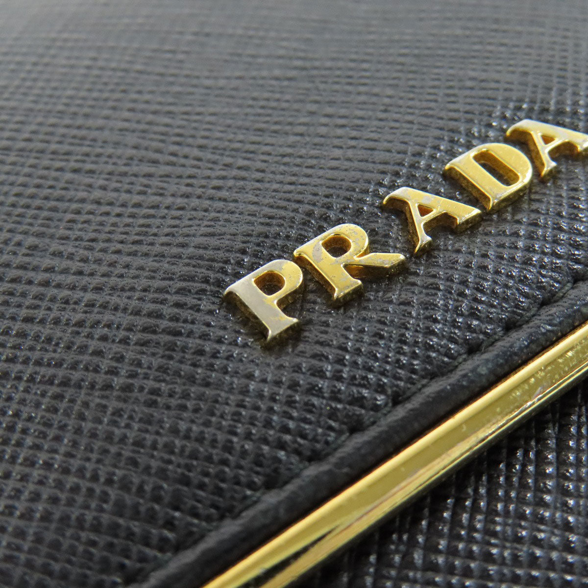 PRADA logo Bifold Wallet with Coin Pocket Safiano Ladies [Used]
