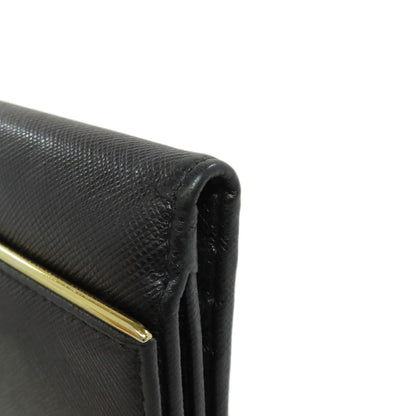 PRADA logo Bifold Wallet with Coin Pocket Safiano Ladies [Used]