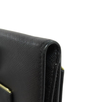 PRADA logo Bifold Wallet with Coin Pocket Safiano Ladies [Used]