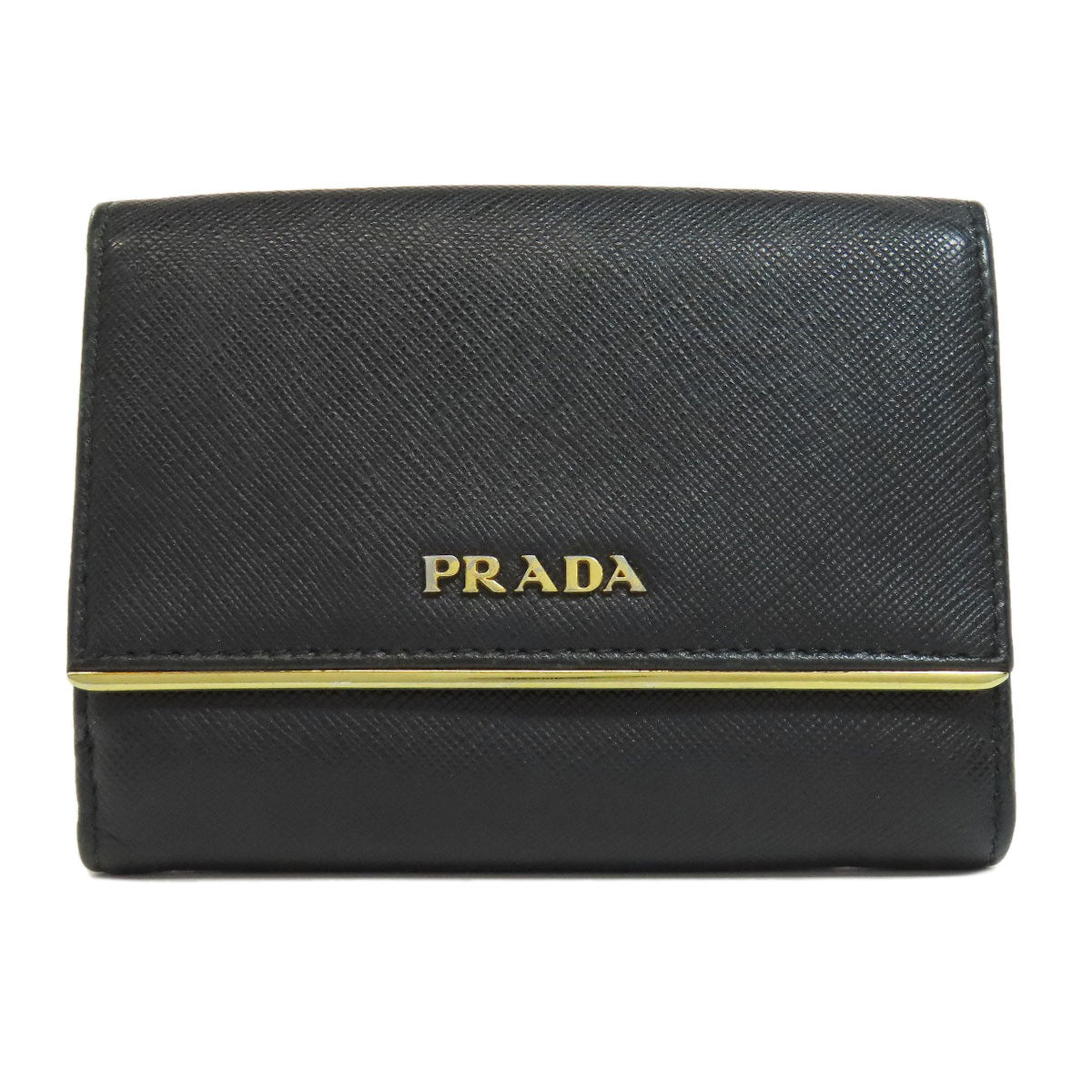 PRADA logo Bifold Wallet with Coin Pocket Safiano Ladies [Used]