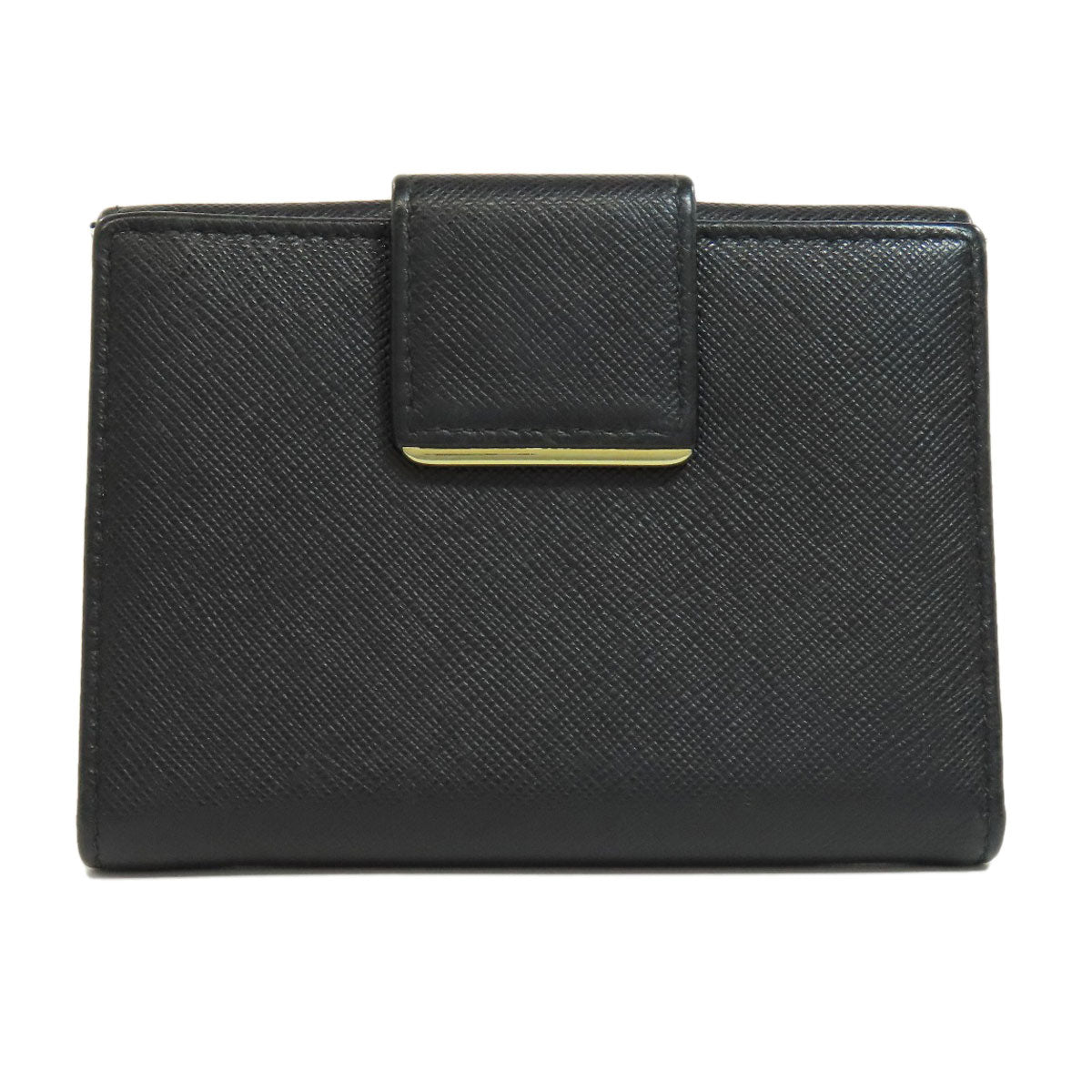 PRADA logo Bifold Wallet with Coin Pocket Safiano Ladies [Used]