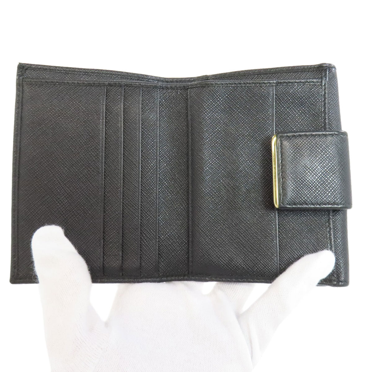 PRADA logo Bifold Wallet with Coin Pocket Safiano Ladies [Used]
