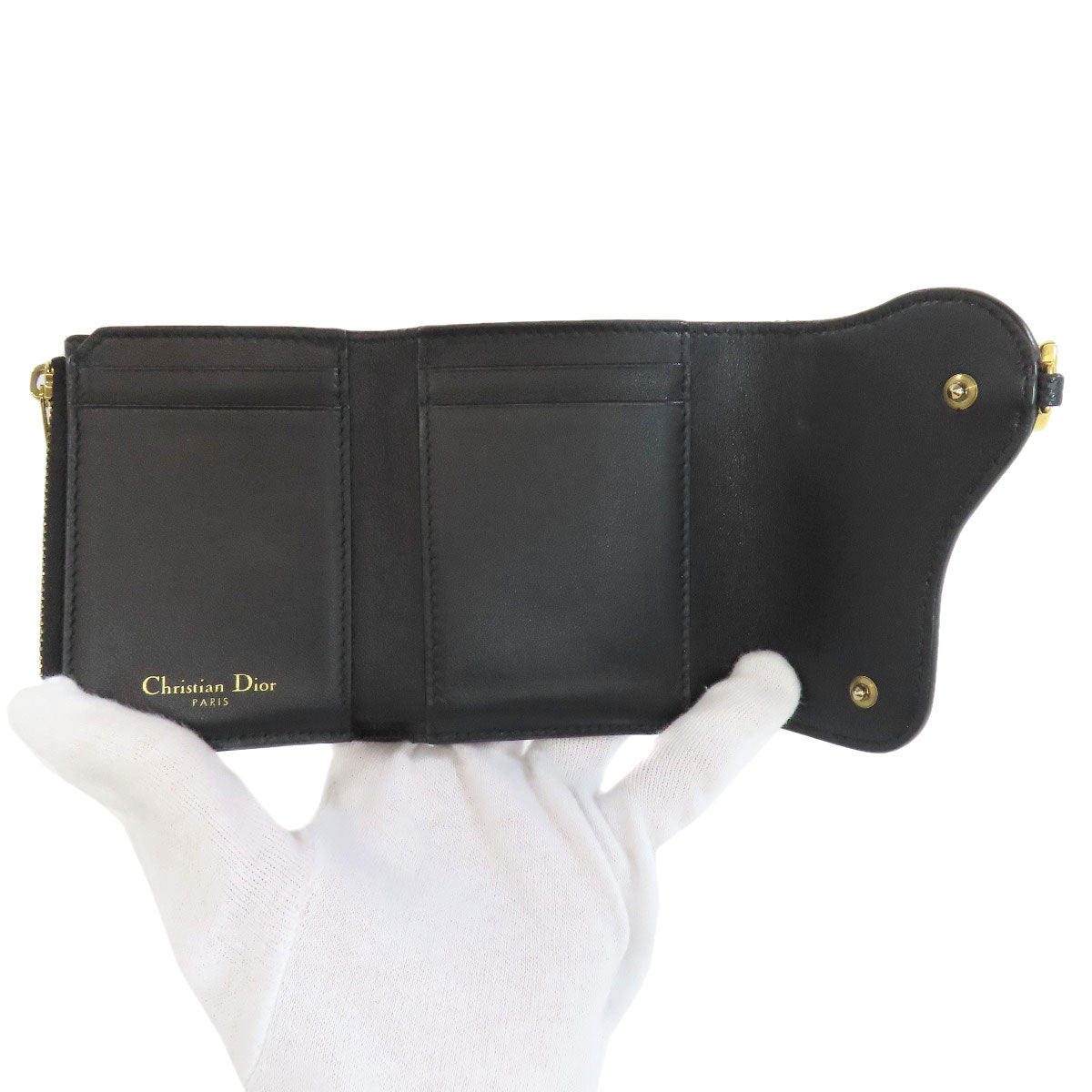 CHRISTIAN DIOR saddle lotus wallet Bifold Wallet with Coin Pocket Calf Ladies [Used]
