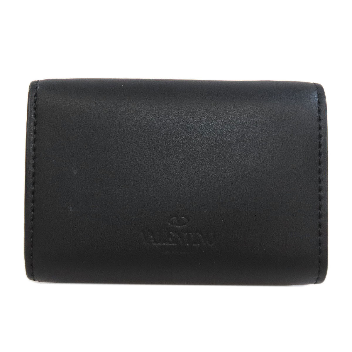 VALENTINO Logo tri-fold wallet Bifold Wallet with Coin Pocket Leather Ladies [Used]