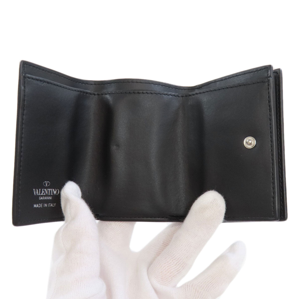 VALENTINO Logo tri-fold wallet Bifold Wallet with Coin Pocket Leather Ladies [Used]