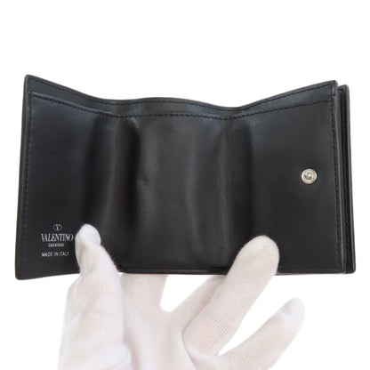 VALENTINO Logo tri-fold wallet Bifold Wallet with Coin Pocket Leather Ladies [Used]