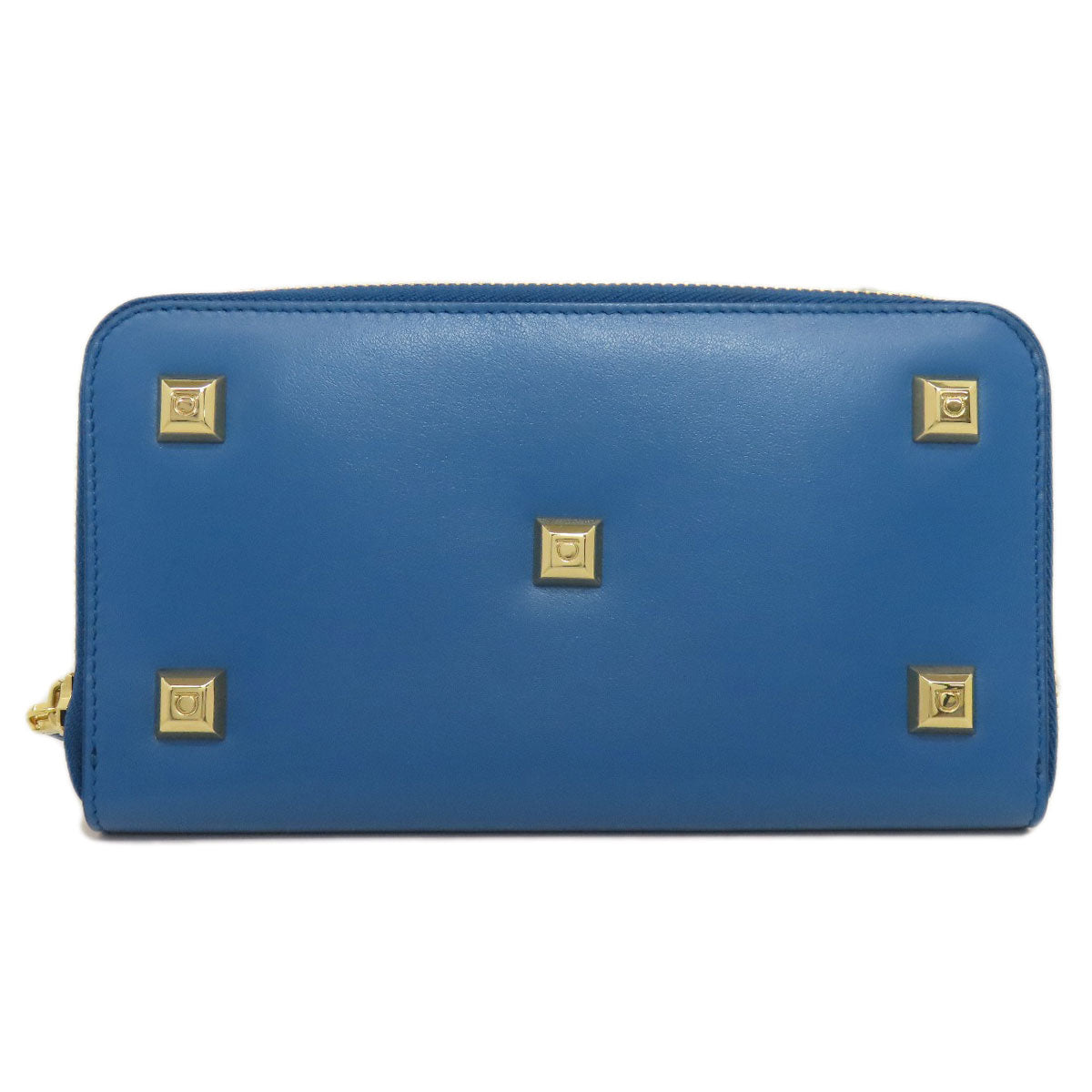 Salvatore Ferragamo Studs Long wallet (with coin pocket) Leather Ladies [Used]