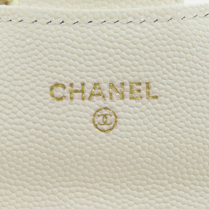 CHANEL   Bifold Wallet with Coin Pocket Chain wallet GoldHardware Caviar skin Ladies