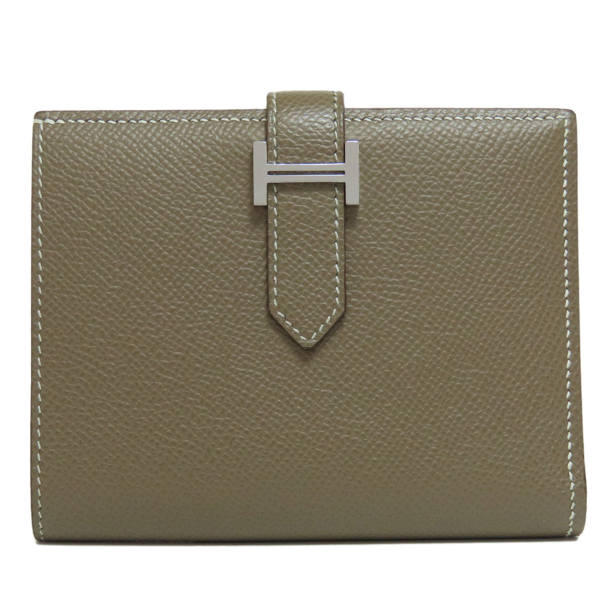 HERMES   Bifold Wallet with Coin Pocket Bearn Compact SilverHardware Epsom Ladies