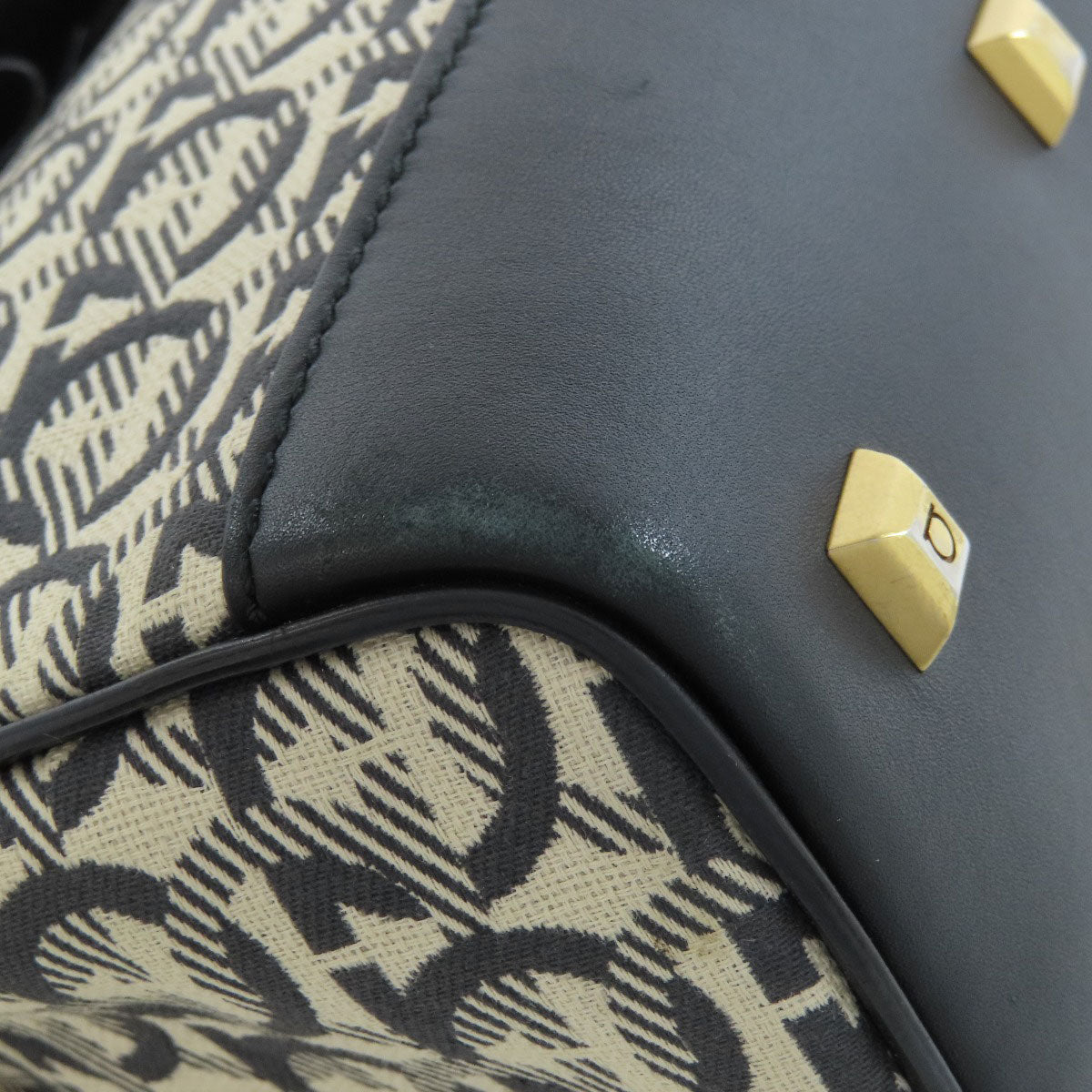 Salvatore Ferragamo Gancini motif Handbag Canvas LeatherLadies [Used]