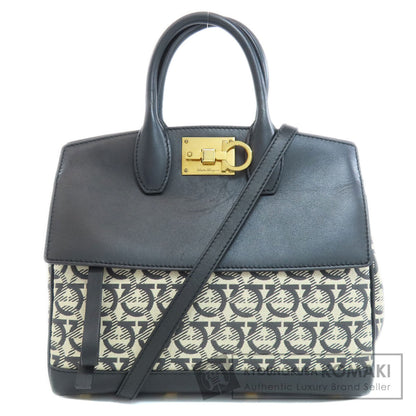 Salvatore Ferragamo Gancini motif Handbag Canvas LeatherLadies [Used]