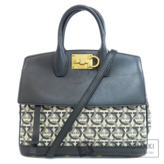 Salvatore Ferragamo Gancini motif Handbag Canvas LeatherLadies [Used]