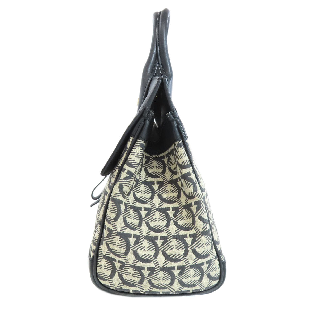 Salvatore Ferragamo Gancini motif Handbag Canvas LeatherLadies [Used]