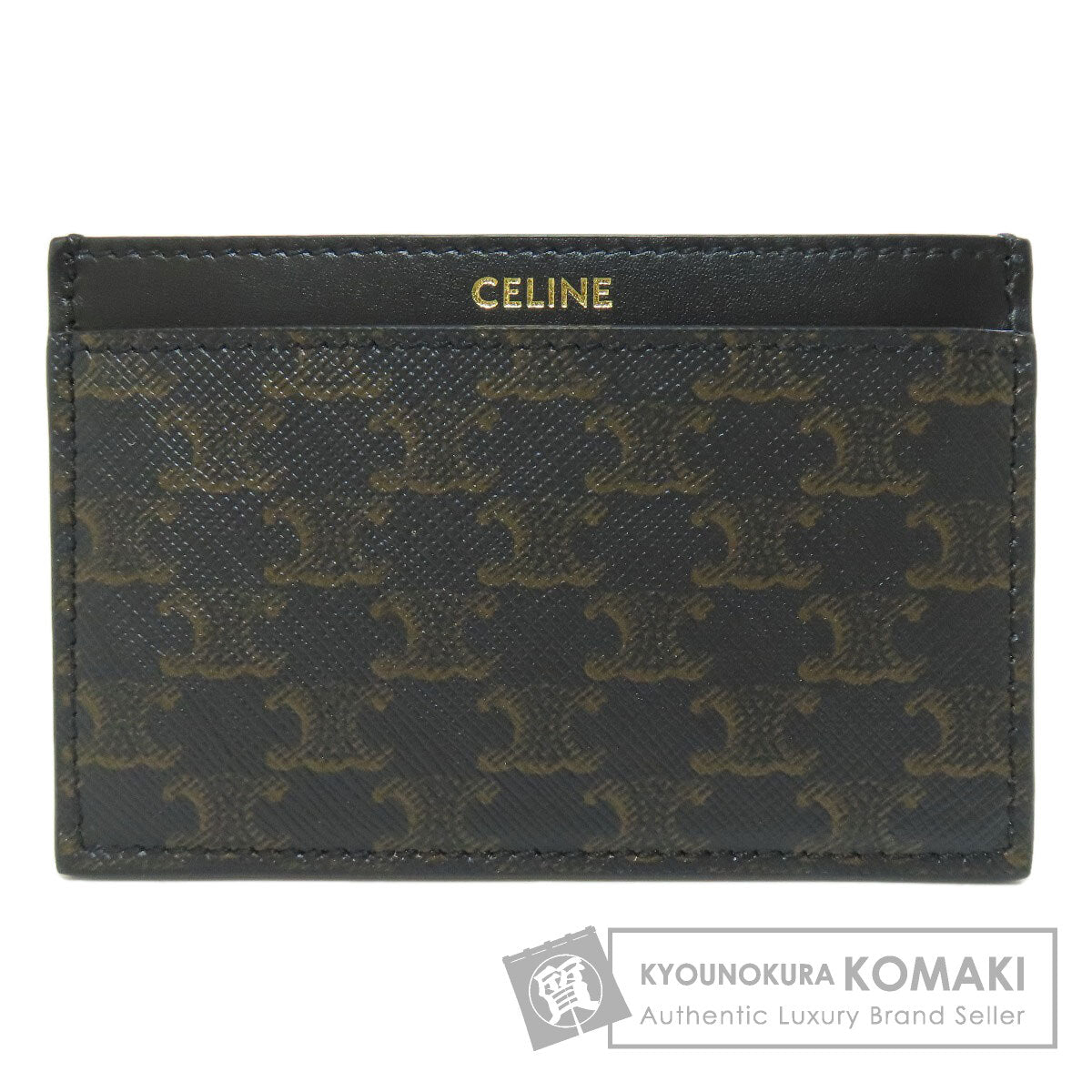 CELINE Triomphe Card Case Leather Ladies [Used]