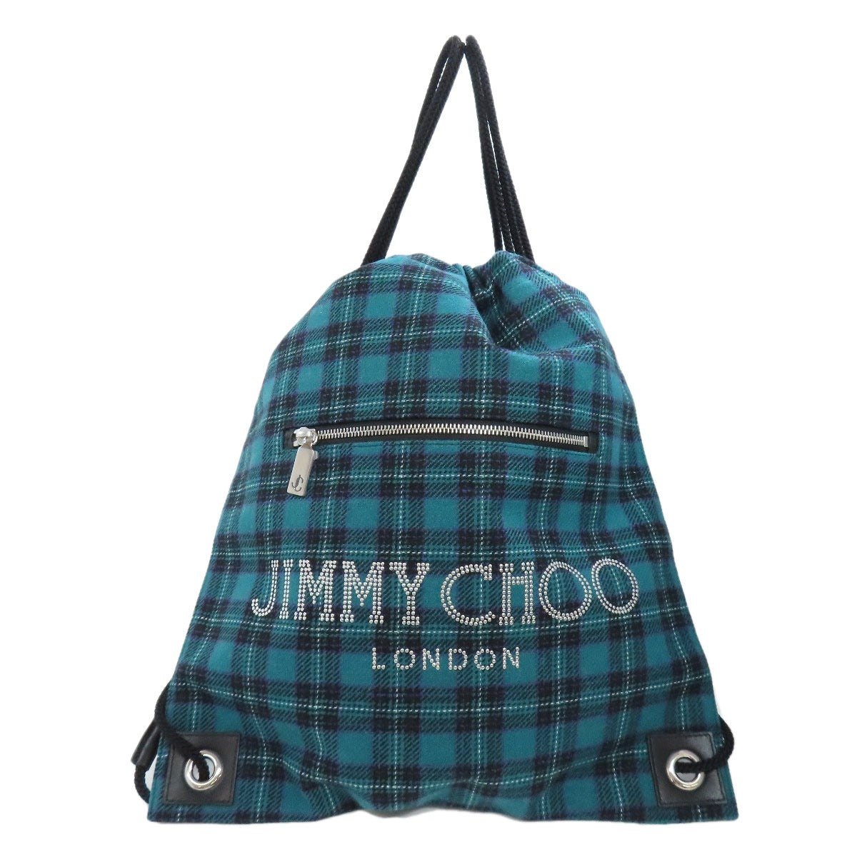 Jimmy Choo Knapsack Checkpattern Logo Studs Backpack Â· Daypack Canvas Ladies [Used]