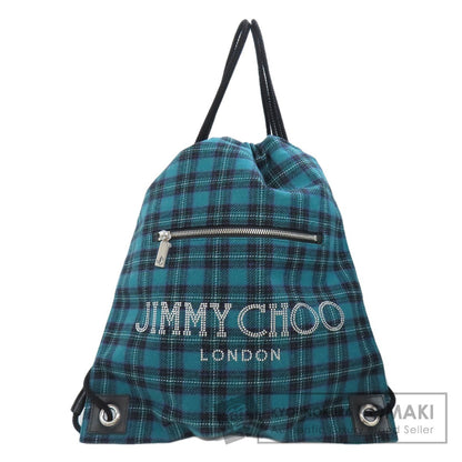 Jimmy Choo Knapsack Checkpattern Logo Studs Backpack Â· Daypack Canvas Ladies [Used]