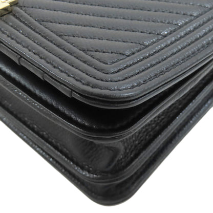 CHANEL Chain Wallet Boy Chanel GoldHardware Long wallet (with coin pocket) Grained Calfskin Skin Ladies [Used]