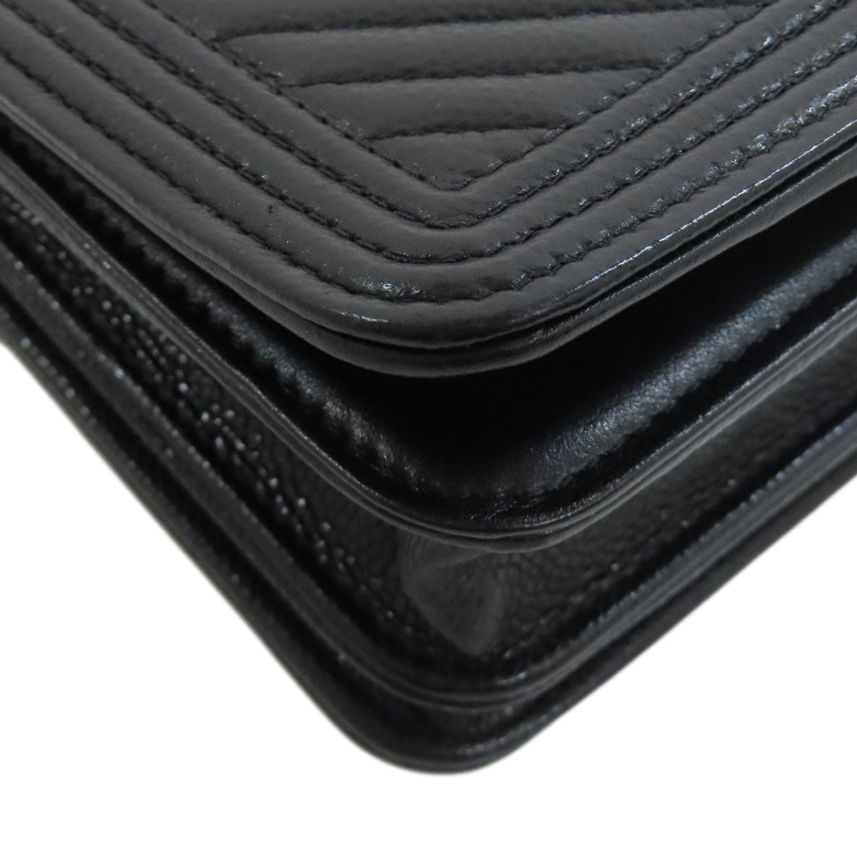 CHANEL Chain Wallet Boy Chanel GoldHardware Long wallet (with coin pocket) Grained Calfskin Skin Ladies [Used]