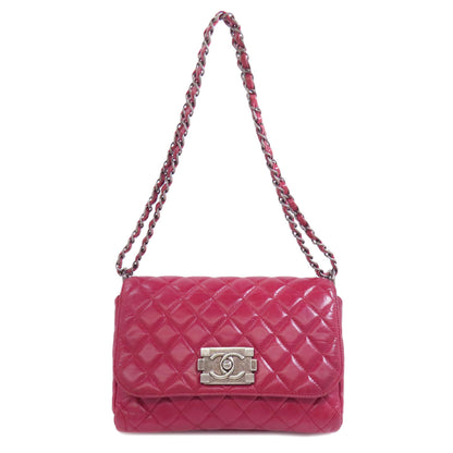 CHANEL ChainShoulder Boy Chanel SilverHardware Shoulder Bag Calf Ladies [Used]
