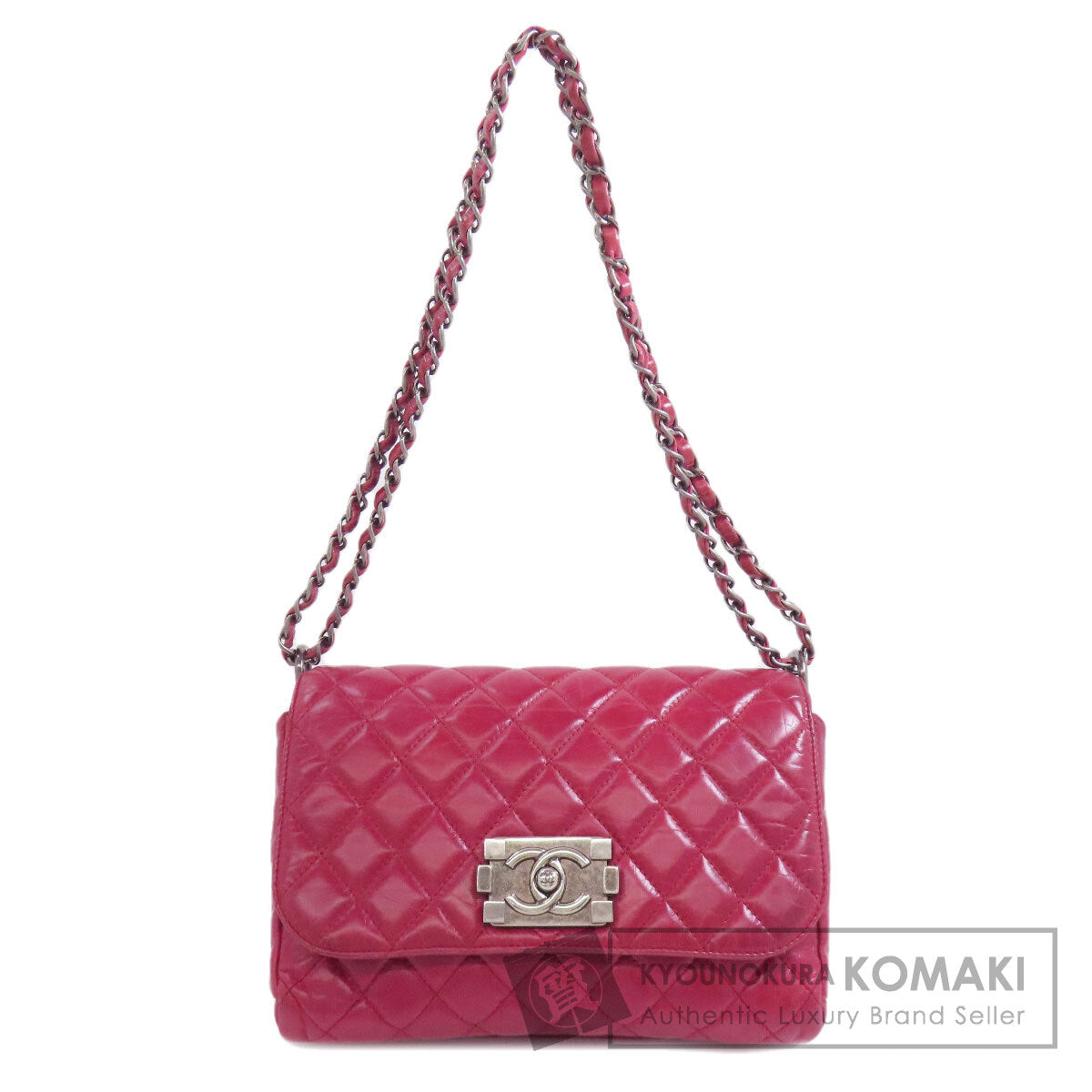 CHANEL ChainShoulder Boy Chanel SilverHardware Shoulder Bag Calf Ladies [Used]